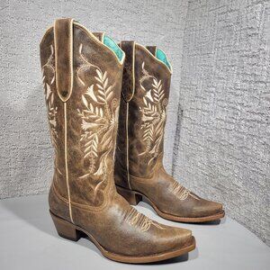 Corral Embroidered Women's Size US 8 Brown Leather Western Cowboy Boots E1659.